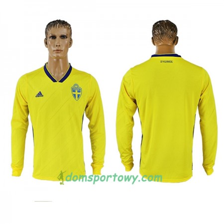 Koszulka Szwecja Domowe Koszulki Piłkarskie Mistrzostwa Świata 2018 Długi Rękaw